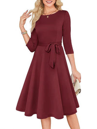 Elegant Round Neck Knit Dress - image 2