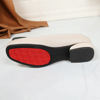 Women's Low Block Heel Slip-On Pumps with Square Buckle, Comfortable Round Toe Work Shoes - image 3