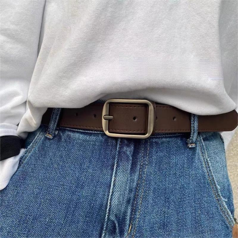 Matte Silver Buckle Faux Leather Belt - image 5