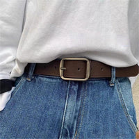 Matte Silver Buckle Faux Leather Belt - image 5