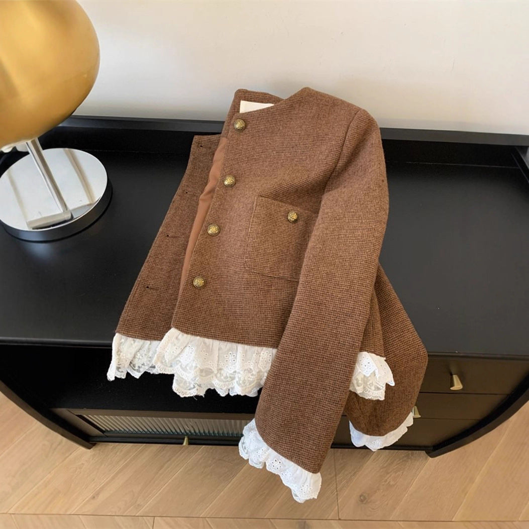 Elegant Short Lace Panel Jacket - image 2