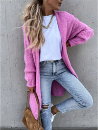 Women Solid Color Long Sleeve Casual Open Front Knit Cardigan - image 4