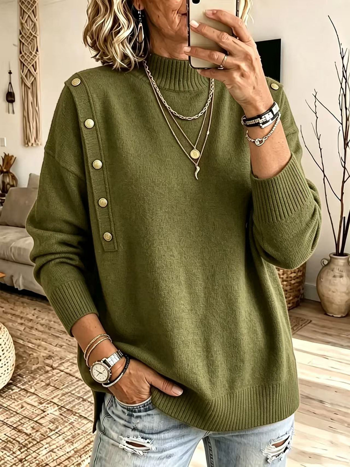 Women's Button Front Knit Sweater - image 8