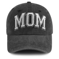 Vintage Washed Black MOM Embroidery Baseball Cap, Women Casual Hat - image 2