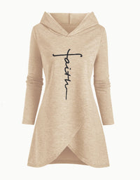 Women's Casual Letter Print Hoodie With Cross-Front Design - image 5