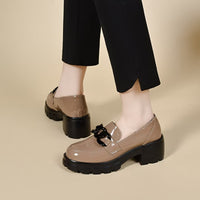 Leather Chunky Platform Loafers with Chain - image 2