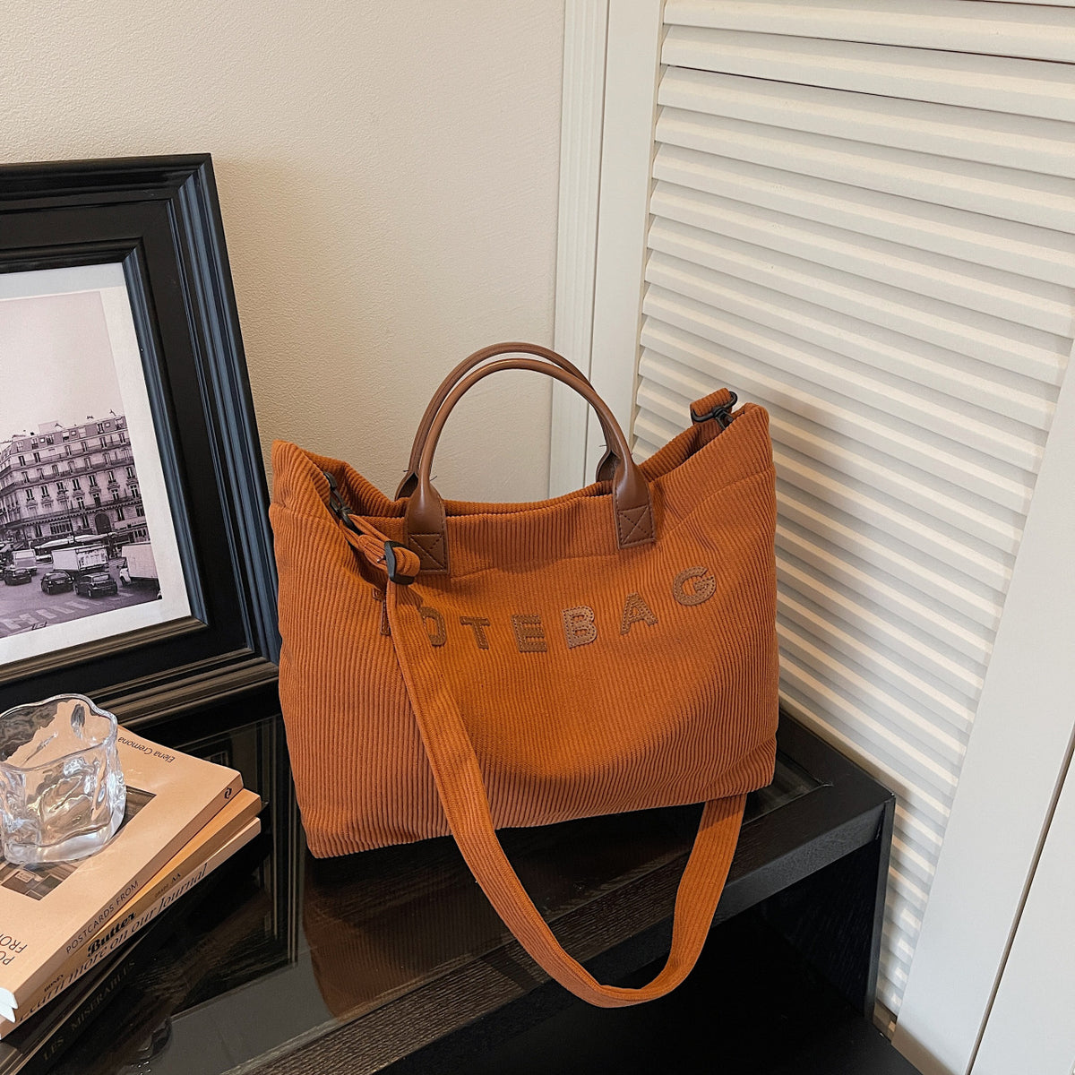 Corduroy Letter Print Tote Bag - image 8