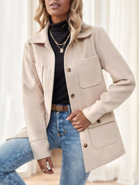 Casual Solid Color Multi-Pocket Jacket, Versatile For Autumn Winter - image 1
