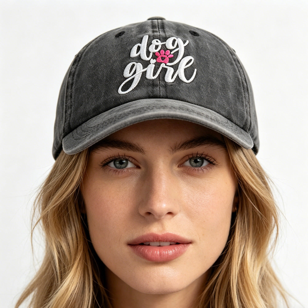 Dog Girl Embroidered Vintage Baseball Cap - image 2