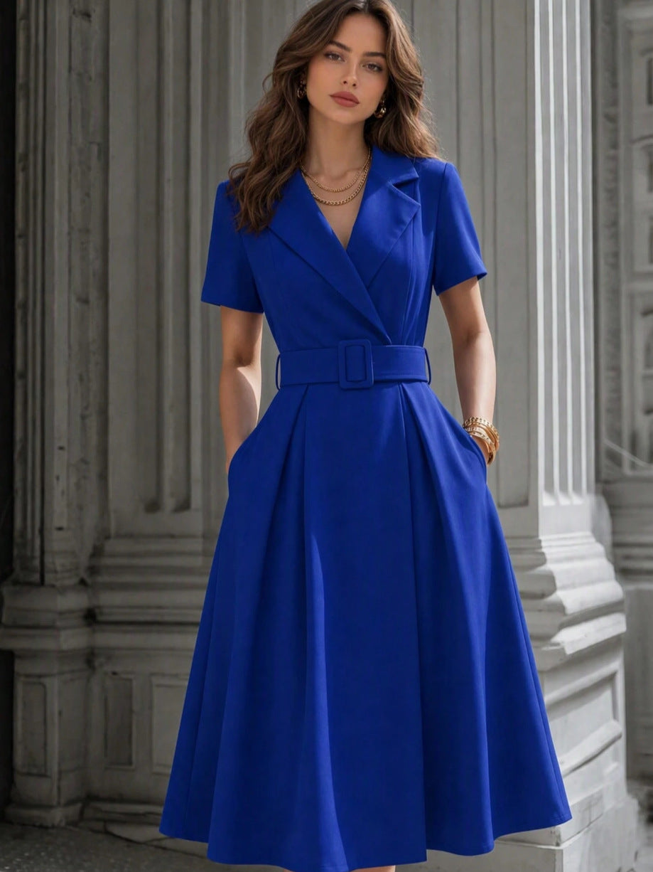 French Style V-Neck Tailored Dress - image 8