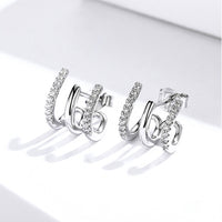 Aretes trepadores de plata de tres capas - image 1