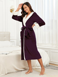 Burgundy Long Fleece Bathrobe - image 6