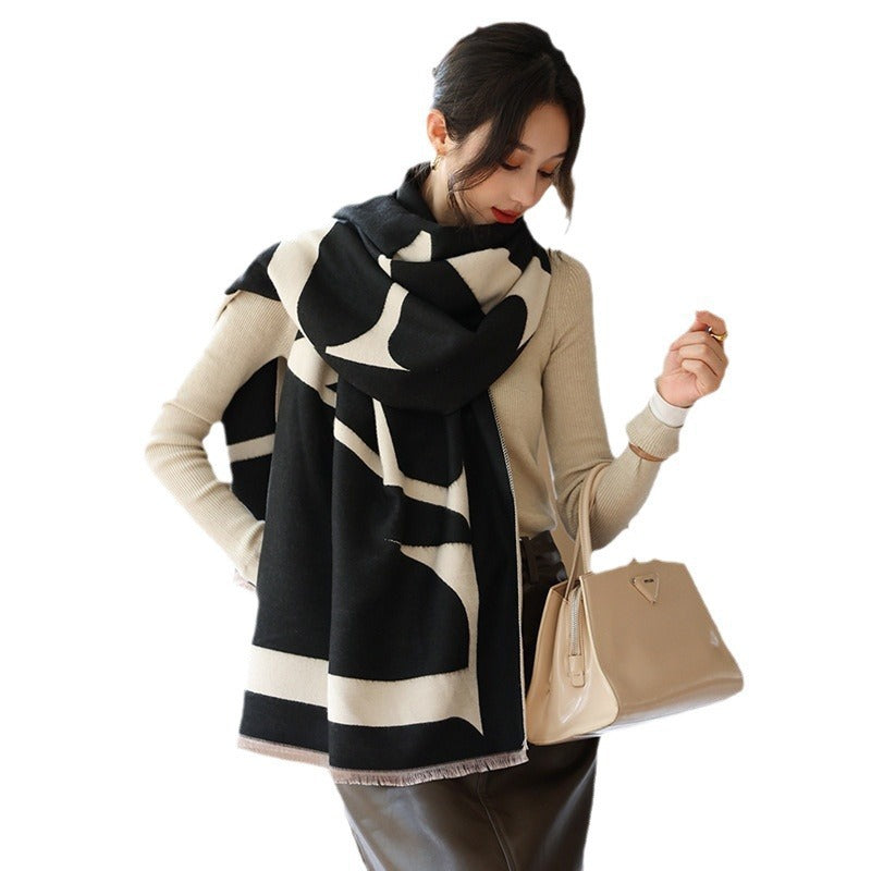 Female Versatile Fashion Thickened Warm Cashmere Scarf - image 5