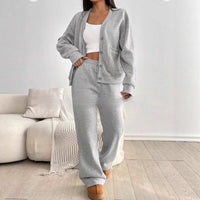 Autumn And Winter Women's Cardigan Jacket Wide Leg Pants Casual Suit - image 1