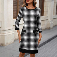 Houndstooth Crew Neck Dress - image 4