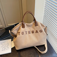 Corduroy Letter Print Tote Bag - image 1