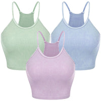 Women's 3 Pack Ribbed Crop Tank Tops, Sleeveless Round Neck Basic Cami Crop Tops - image 8