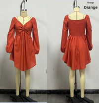 Women's V-Neck Twist Front Long Sleeve Dress - image 6