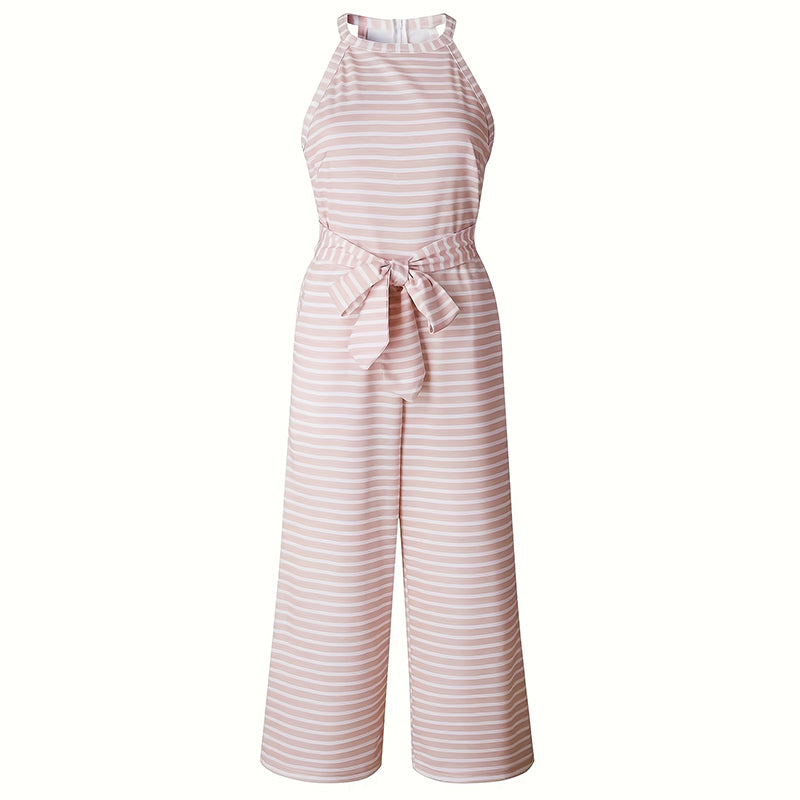 Women's Striped Wide Leg Jumpsuit with Tie Waist - image 8