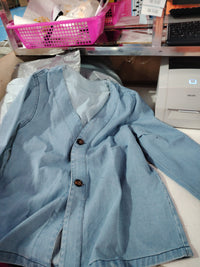 Women's Casual Denim Cardigan Jacket Long Sleeve Button Front Jean Coat Top - image 2