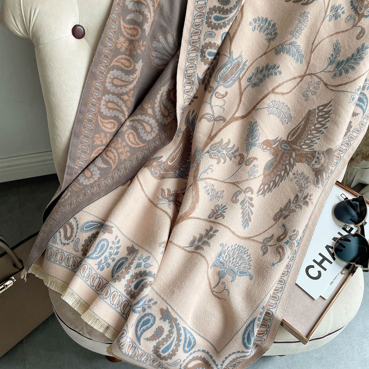 Cashmere-Feel Tassel Neck Warmer Scarf