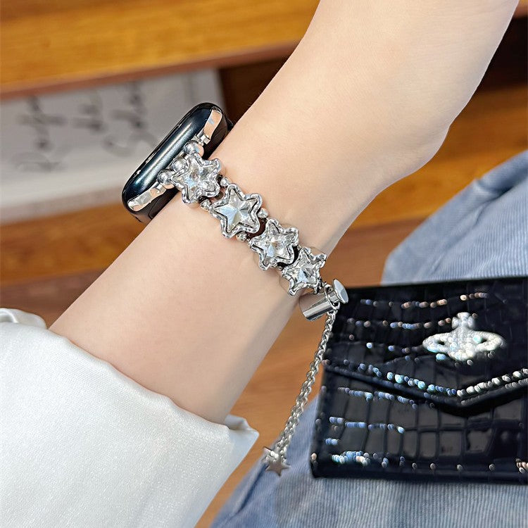 Colorful Rhinestone Star Chain Watch Band - image 4