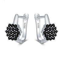 Black Zircon Flower Huggie Earrings - image 3