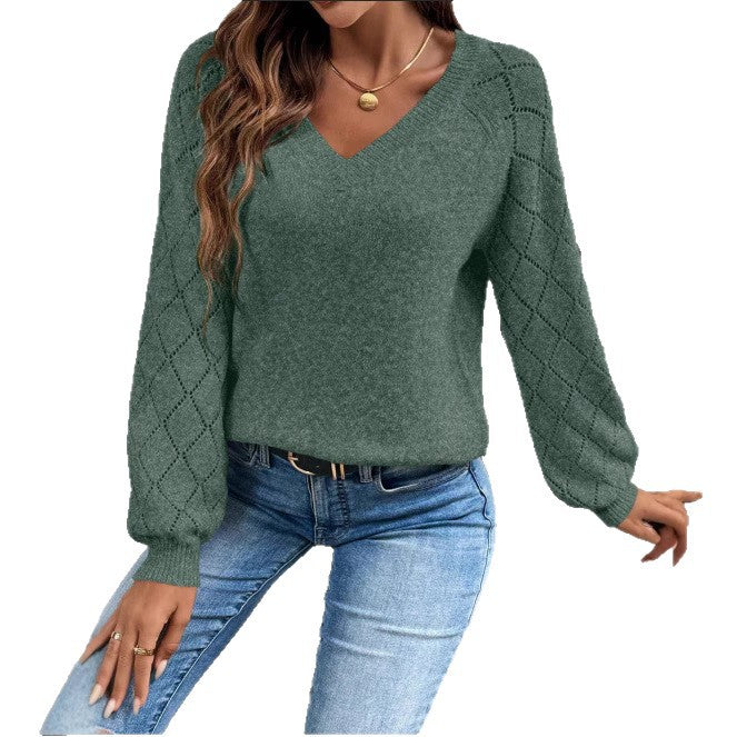 Diamond Pattern Puff Sleeve Knit Cardigan - image 6