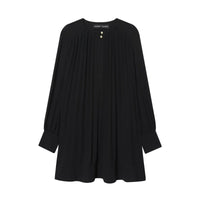 Puff Sleeve Pleated Mini Dress - image 1