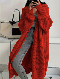 Women's Oversized Chunky Knit Long Cardigan with Pockets - image 9