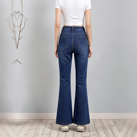 High-Waist Dark Blue Washed Flare Jeans - image 4