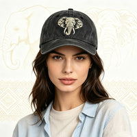 2pcs Vintage Washed Cotton Baseball Cap, Embroidered African Elephant Head Dad Hat Outdoor Summer Casual Sun Hat - image 1
