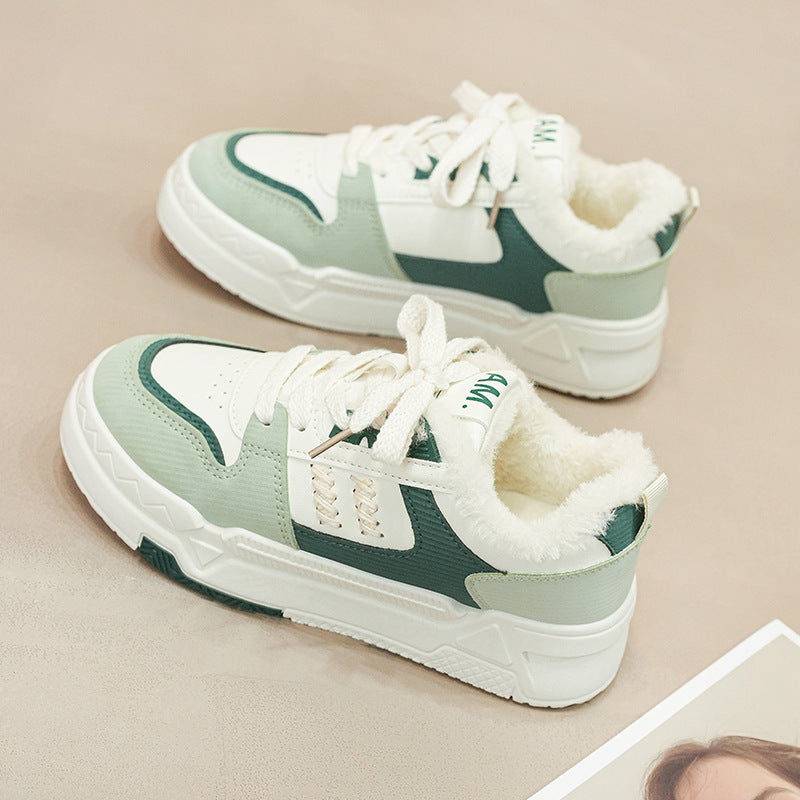 Women's Fleece-Lined White Canvas Sneakers - image 2