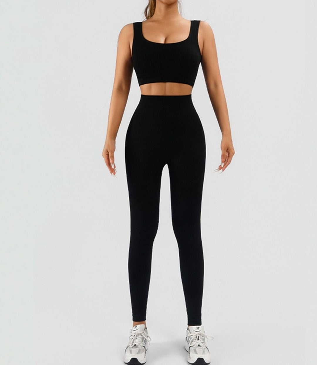 Women's Ribbed Tank 2 Piece Seamless High Waist Workout Set - image 8