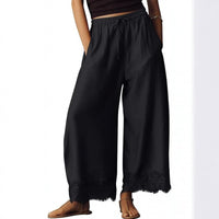 Cropped Bootcut Pants with Lace Panel - image 4