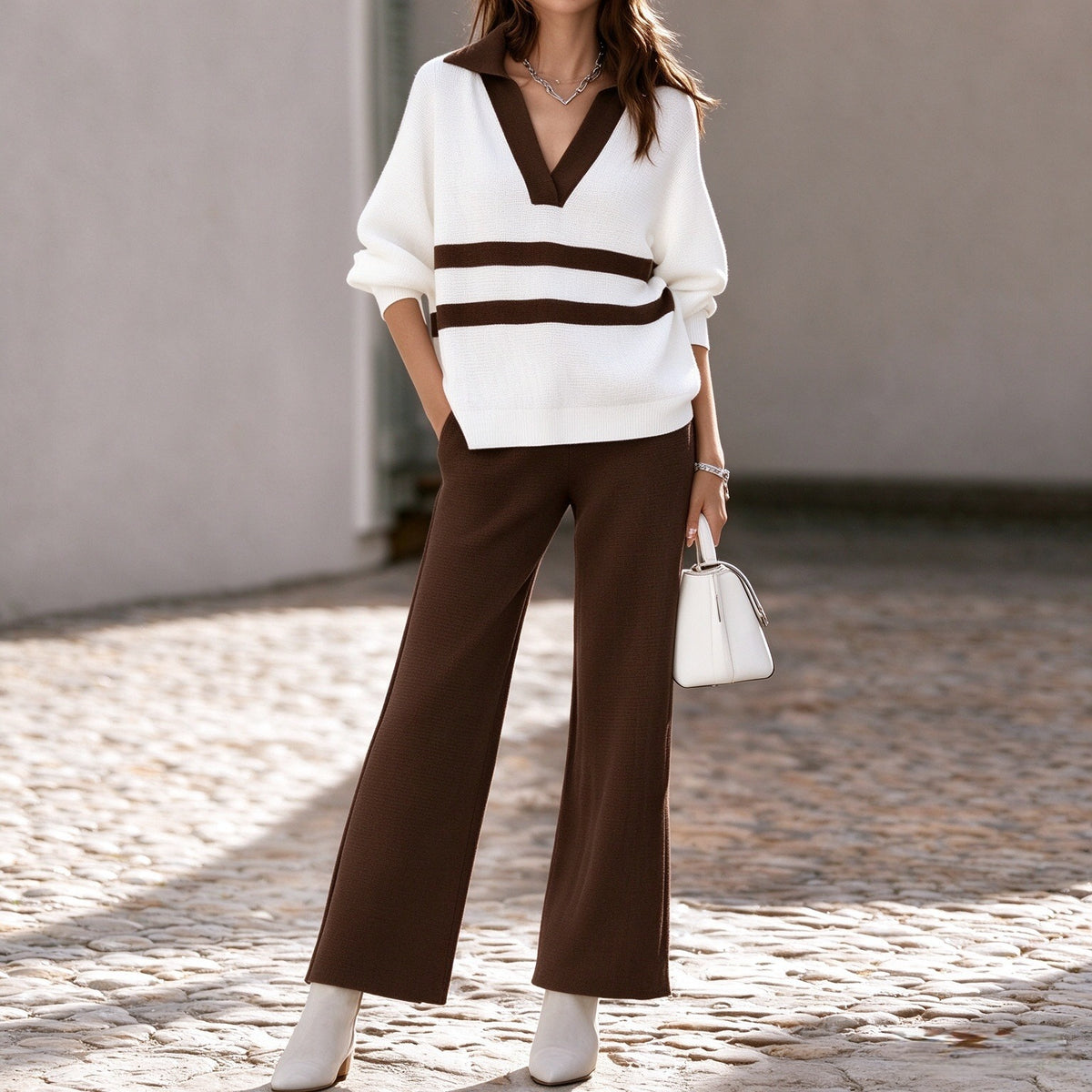 Women's Color Block Striped Top and Pants Set - image 10