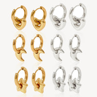 Star, Moon & Heart Huggie Earrings - image 1