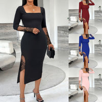 Lace Patchwork Slit Bodycon Dress - image 2