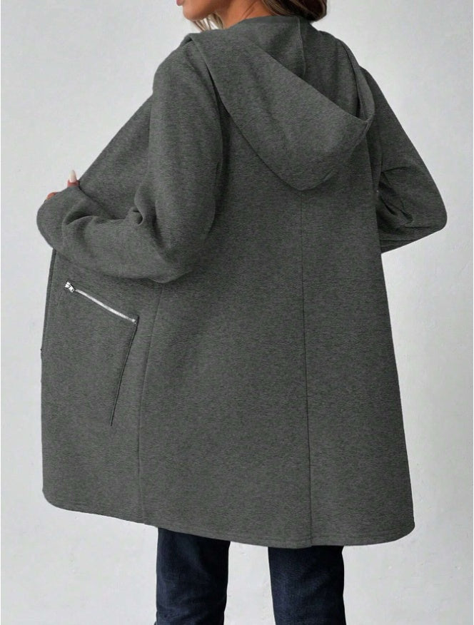 Women's Autumn Long Sleeve Hoodie Jacket, Drop Shoulder - image 4