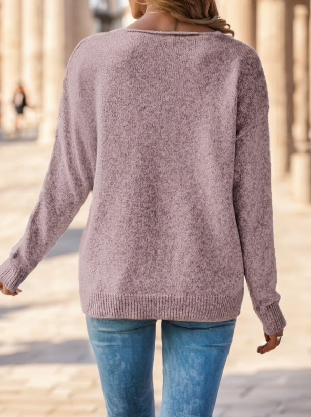 Women's Solid Color Long Sleeved Sweater - image 5