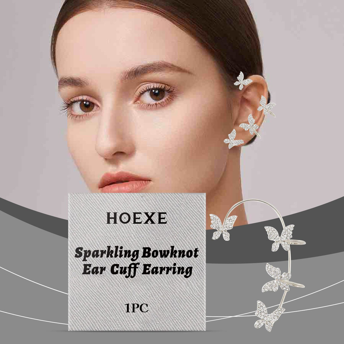 Rhinestone Bow Ear Cuff - image 7