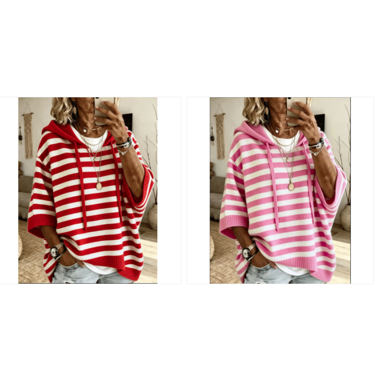 Womens Knitted New-Style Hooded Drawstring Sweater - image 5