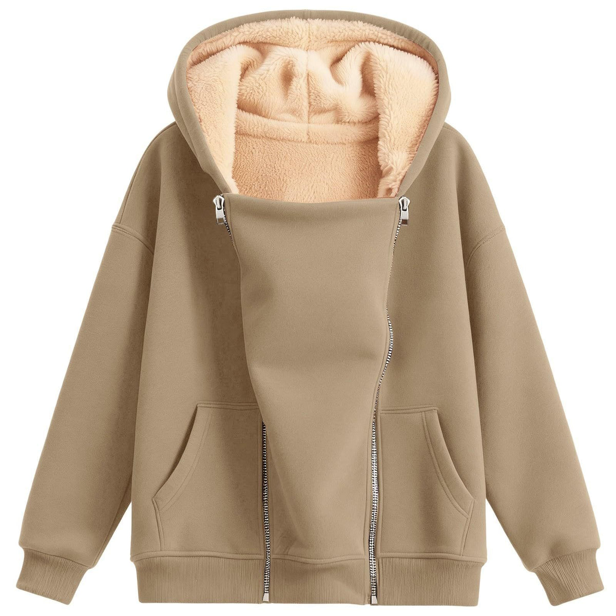 Thick Zip-Up Hoodie with Pockets - image 2