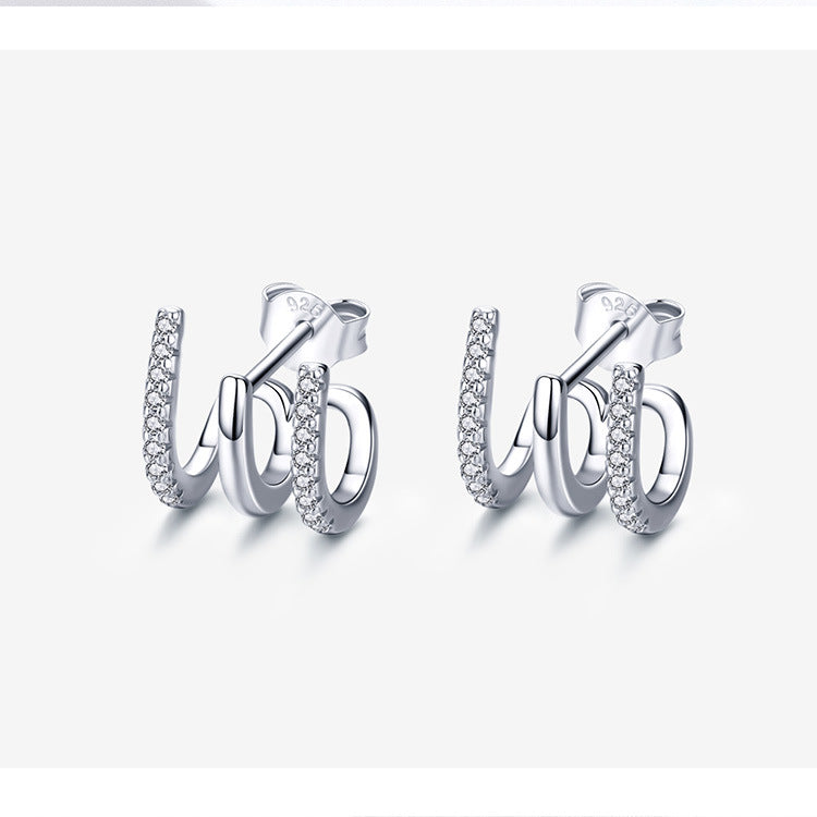 Aretes trepadores de plata de tres capas - image 2