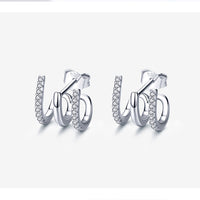 Aretes trepadores de plata de tres capas - image 2