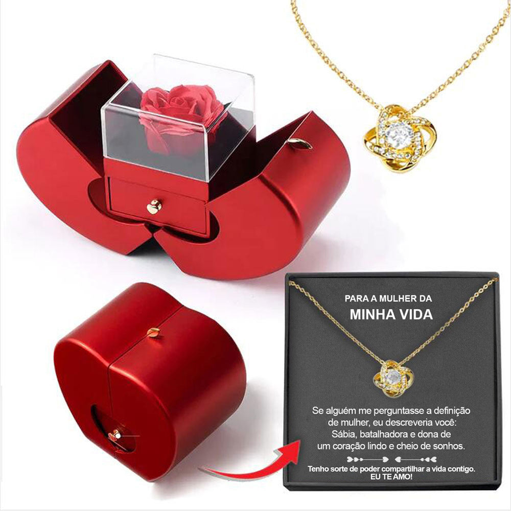 Caja de regalo para joyería de rosa de manzana roja - image 12
