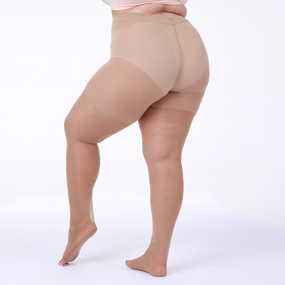 2 Pairs Womens 20D Ultra Toeless Sheer Tights Open Toe Control Top Plus Size Pantyhose - image 4