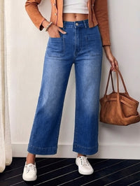 Jeans acampanados cortos de tiro alto - image 1