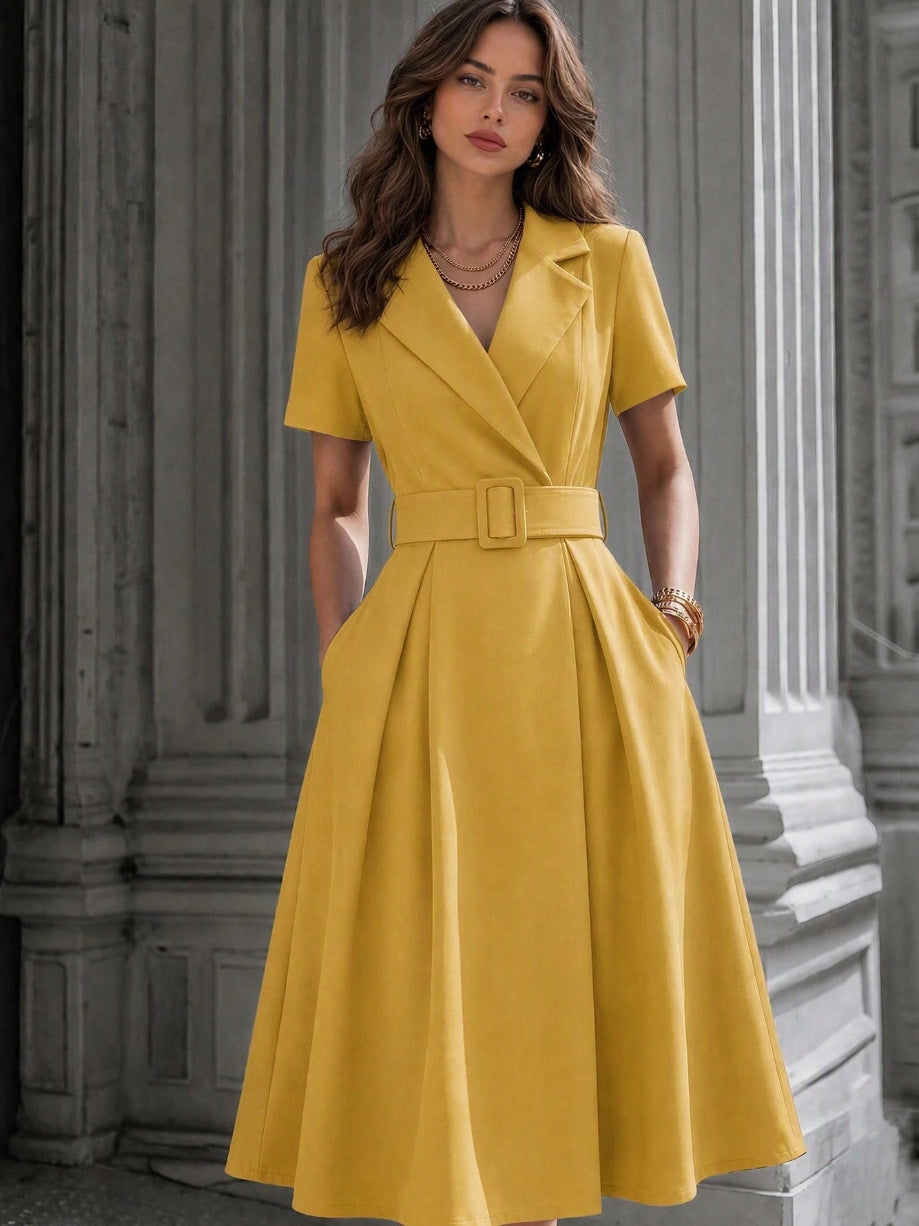 French Style V-Neck Tailored Dress - image 10