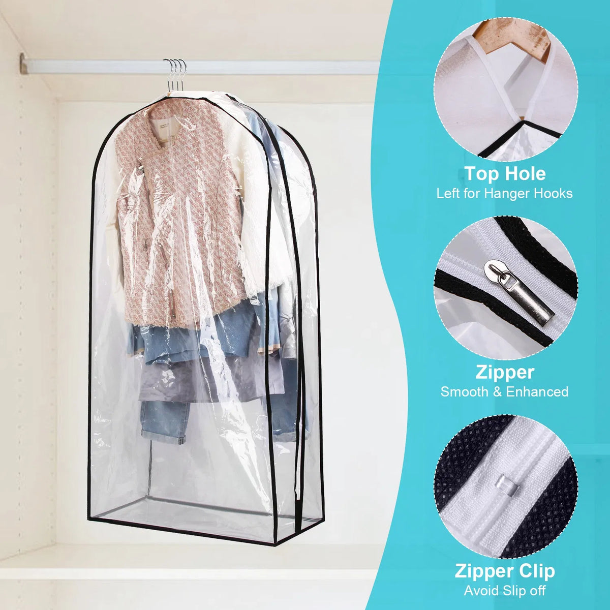Paquete de 5 fundas transparentes para colgar ropa - image 5